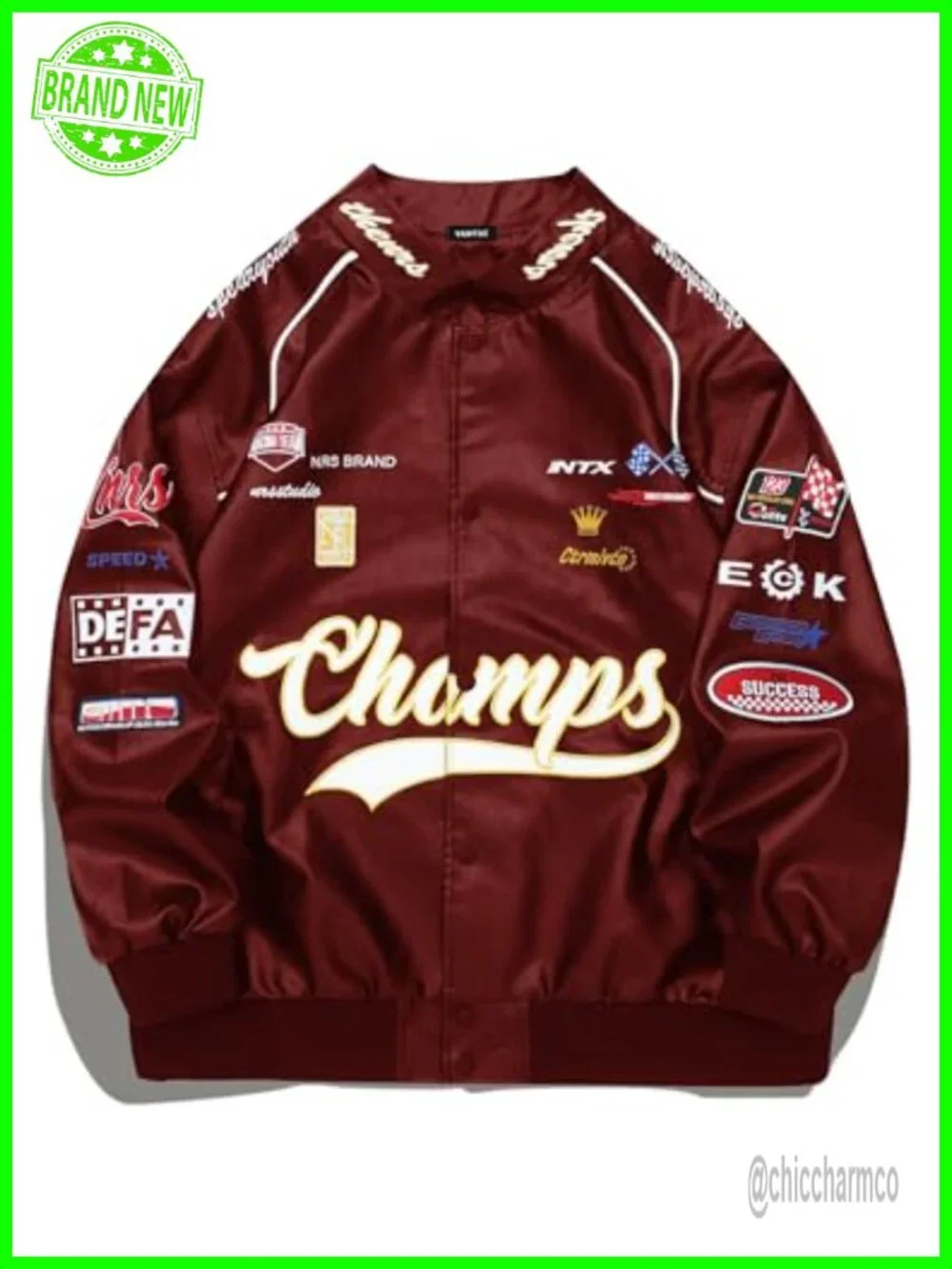 Faux Leather Oversized Motocross Racing Varsity Bomber Jacket Vintage Streetwear